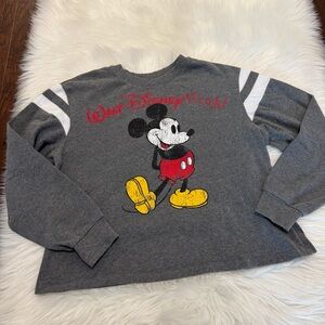 Walt Disney World Parks Mickey Mouse Long Sleeve Varsity Top in Gray Size Medium